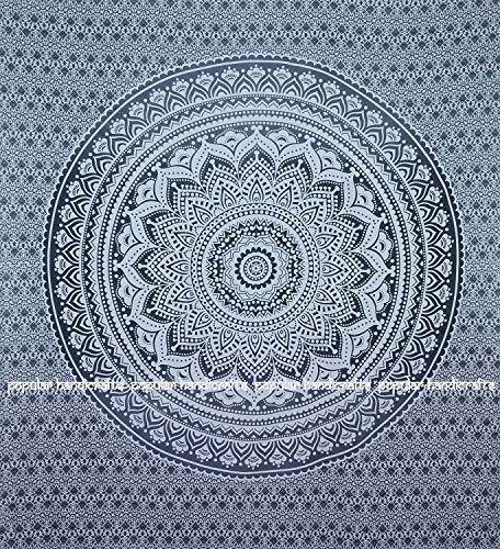 Popular Handicrafts Tapestry Wall Hanging Ombre Hippie Mandala Bohemian Hippy Intricate Indian Tapestries Bedspread 54 x 82 Inches (140cm x 210cm) Grey - color: Grey, size: 82"L x 54"W