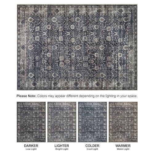 Bloom Rugs Washable Non-Slip 5' x 7' Rug - Black/Brown Traditional Area Rug for Living Room, Bedroom, Dining Room, and Kitchen - Exact Size: 5' x 7' - color: Black / Brown, size: 5' x 7' (Rectangular)