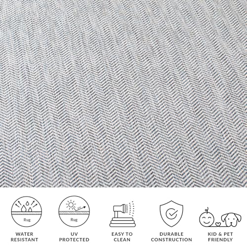 SAFAVIEH Outdoor Runner Rug 2'3"x6'7" - Courtyard Collection - Coastal Design, Grey & Navy, Durable & Easy Cleaning, Ideal for Patio, Entryway, Mudroom, Backyard (CY8022-36812) - color: Grey/Navy, size: 2'3" x 6'7" (Runner)