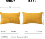 MIULEE Mustard Yellow Decorative Lumbar Throw Pillow Covers 12x20 Inch for Couch Bed Sofa Pack of 2 Boho Farmhouse Throw Pillows Soft Cross Corduroy Patchwork Textured Cushion Cases