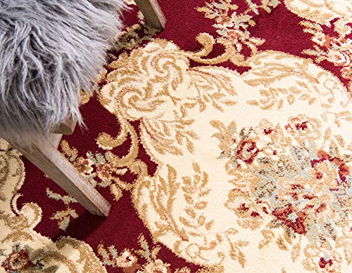 Unique Loom Versailles Collection Area Rug - Charles (5' 3" x 8' Rectangle Red/Cream) - color: Burgundy/ Ivory, size: 5'3" x 8' (Rectangular)