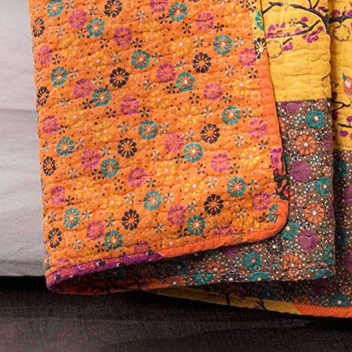 Lush Decor Royal Empire Reversible Cotton Throw Blanket, 50" W x 60" L, Tangerine - Throw Blankets for Bed - Couch Blanket - Boho Throw Blanket for Couch - color: Tangerine