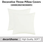 decorUhome Chenille Cream White Spring Euro Sham Throw Pillow Covers 22x22 Inch Set of 2, Decorative Soft Couch Pillow Covers Solid Dyed Accent Farmhouse Neutral Square Pillow Cases for Sofa