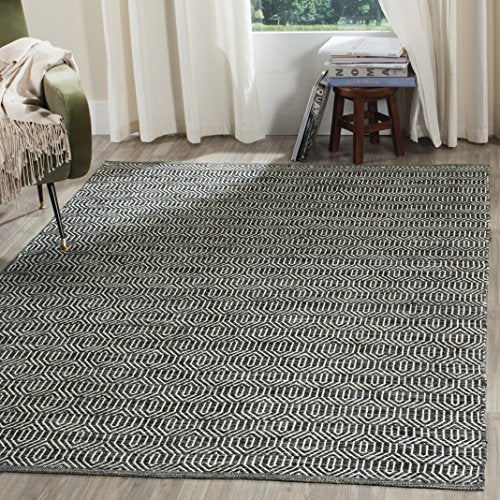 SAFAVIEH Montauk Collection Area Rug - 5' x 7', Ivory & Dark Grey, Handmade Flat Weave Cotton, Ideal for High Traffic Areas in Living Room, Bedroom (MTK413A) - size: 5' x 7' (Rectangular)