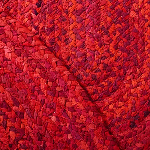 SAFAVIEH Braided Collection Area Rug - 3' x 5' Oval, Red, Handmade Country Farmhouse Reversible Cotton, Ideal for High Traffic Areas in Living Room, Bedroom (BRD452Q) - color: Red, size: 3' x 5' (Oval)