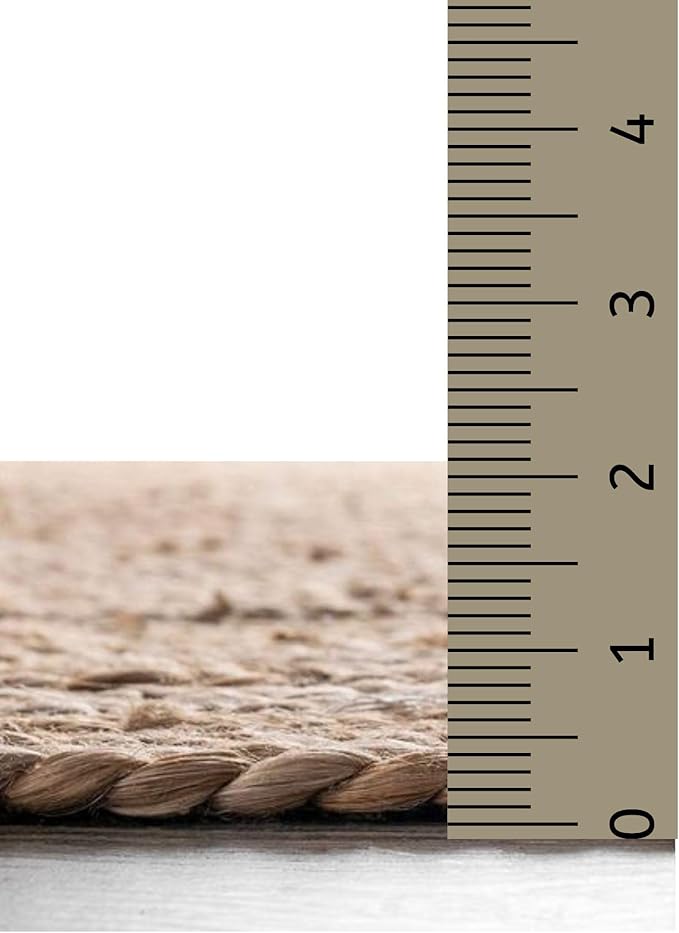 Hand Woven Jute Area Rug - 2’x3’ Feet - Rustic Beige Reversible Rectangular Rugs for Bedroom, Kitchen, Living Room - Vintage Natural Braided Entry Floor Décor Boho Jute Rug 2x3 Feet