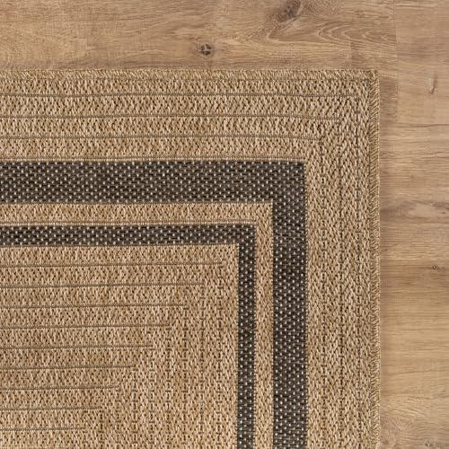Beverly Rug Easy Jute Bordered Entry Rug 2x3 Washable Durable Indoor Outdoor Area Rugs for Living Dining Room Patio Office Stain Resistant Non Shedding Casual Indoor Outside Carpet 2 x 3 Natural - color: Bordered/Natural-black, size: 2' x 3' (Rectangular)