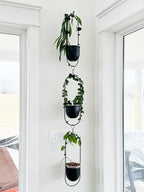 Shineloha 2 Pack Hanging Planters for Indoor Plants with 5.5" Pot + Ceiling Hook | Black Hanging Planter, Metal Plant Hanger, NO Plant incld