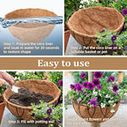 Legigo 4 Pack 16 Inch Hanging Basket Coco Liners Replacement, 100% Natural Round Coconut Coco Fiber Planter Basket Liners for Hanging Basket Flowers/Vegetables - color: 4pcs, size: 16 Inch