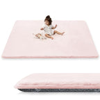 1.5" Thick Baby Play Mat for Floor, 39x59 Playpen Mat, Pro Soft Flannel Foam Mats Toddler Infant Kids Crawling for Nursery Rug Playroom Living Room Waterproof Easy Care Non-Slip (Baby Pink)