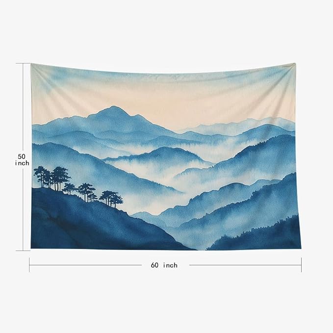 EMMTEEY Mountain Tapestry Cloudy Mountains 60X50 Inch Ceiling Tapestry Wall Art Hanging Tapetries for Bedroom Living Room Dorm Décor