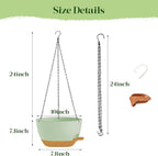 2 Pack 10 Inch Self Watering Hanging Planters for Indoor Plants, Large Green Brown Plastic Hanging Pots with Chains for Outdoor Patio Garden Home Decor (Green Brown)
