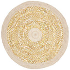 SAFAVIEH Cape Cod Collection Area Rug - 3' Round, Gold & Natural, Handmade Braided Jute & Cotton, Ideal for High Traffic Areas in Living Room, Bedroom (CAP210D) - color: Gold/Natural, size: 3' (Round)