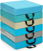 HONEY JOY 6PCS Floor Cushions for Kids, 15 Inch Flexible Alternative Portable Classroom Seating w/Handles, Easy to Clean, 3 Inch Thick Soft Foam Square Comfy Seats for Daycare Preschool(Square, Blue)