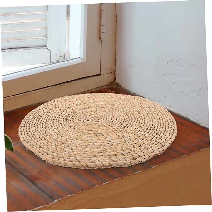 YARNOW Woven Floor Pillow Woven Seating Mat Meditation Cushion for Bedroom Rustic Decor