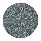 SIMPLIHOME Bayley Round Pouf - 20 inch Wide Handcrafted Braided Cotton Pouf in Aegean Blue and Natural, Transitional Footstool for Living Room or Bedroom with Polystyrene Filling, Assembled - color: Aegean Blue and Natural