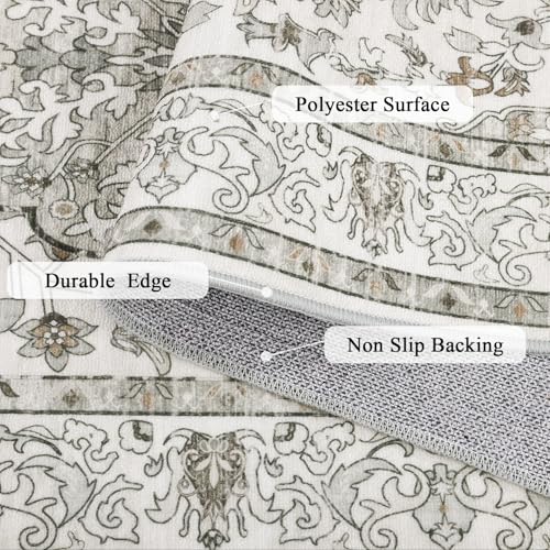 U'Artlines 2' x 6' Boho Hallway Runner Rug Vintage Farmhouse Non Slip Soft Washable Accent Runner Carpet for Kitchen, Entryway, Laundry, Living Room(Grey Taupe) - color: Grey Taupe, size: 2' x 6' (Runner)