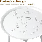 Plant Stand Indoor Outdoor, 11'' Round Black Mid Century Single Plant Table, 3-Leg Small Metal Plant Holders Flower Pot Stand, Modern Round Small Side End Table with Raised Design (White)