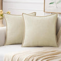 MIULEE Pack of 2 Christmas Pillow Covers 16x16 Inch Cream White Farmhouse Decorative Throw Pillow Covers with Stitched Edge Soft Chenille Solid Dyed Couch Pillow Covers for Sofa Bed Living Room