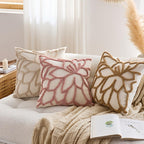 2-Pack Tufted Rose Pillow Covers Embroidered, Comfortable Polyester Covers with Geometric-Pattern, Zipper Closure, Suitable for Home/Office Use (Pink)