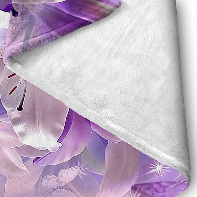 Purple Butterfly Flower Throw Blanekts Butterfly Blankets Soft Lightweight Cozy for Bed Couch Sofa Birthday Gifts Women Gifts for Her Anniversary Valentines Mothers Day Flower Gifts 40"x50"