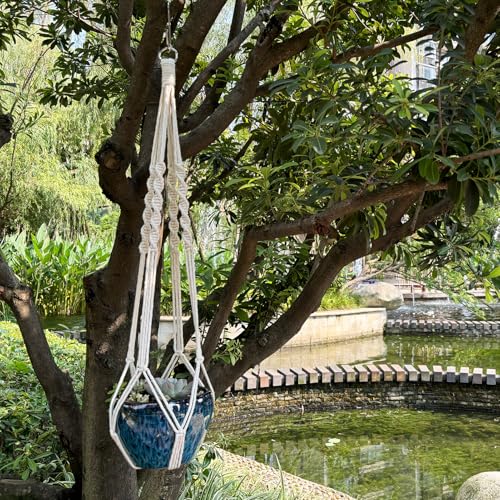 DANELYNN Plant Hanger, Hanging Planter Basket with Wood Beads, Decorative Boho Flower Pot Holder for Indoor Outdoor Plants(Pots Not Included)﻿ (2)