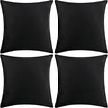 4 Pack 18x18 Pillow Cover Velvet Pillow Covers, Square Throw Pillow Covers for Living Room Decorations Throw Pillow Case, Throw Pillow Cover Cushion Cover for Sofa Bedroom Car, Black Velvet