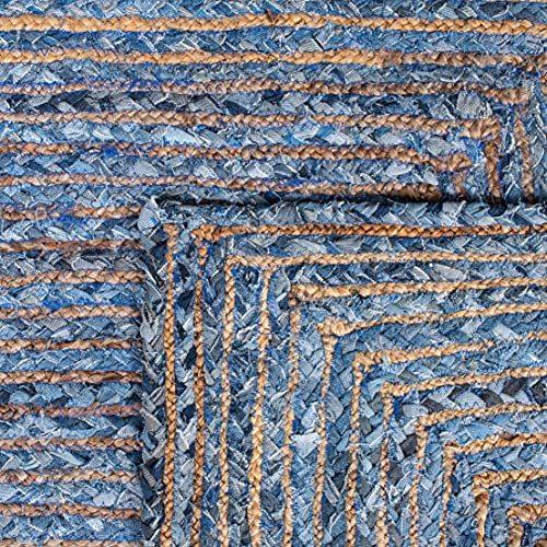 SAFAVIEH Cape Cod Collection Runner Rug - 2'3" x 9', Blue & Natural Brown, Handmade Jute & Cotton, Woven Braided Design (CAP202M) - color: Blue/Natural, size: 2'3" x 9' (Runner)