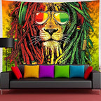 Simsant Rasta Rastafarian Tapestry Lion Head Bob Wall Hanging Backdrop for Living Room Bedroom Dorm Psychedelic Decor 90"x84" - size: 90"L x 84"W