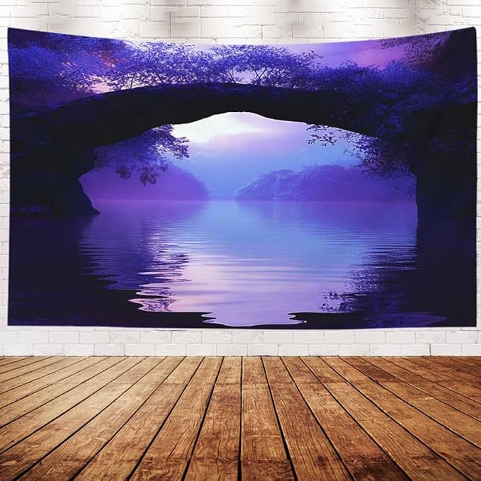 EMMTEEY Landscape Tapestry Romantic Purple Lake 92.5X70.9 Inch Extra Large Tapestry Wall Art Hanging Tapetries for Bedroom Living Room Dorm Décor