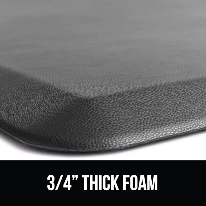 GORILLA GRIP Comfortable Cushioned Kitchen Mats for Floor, 58x20, Waterproof and Stain Resistant Soft Top, 3/4 Inch Thick Ergonomic Standing Desk Anti Fatigue Mat, Foam Supports Ankles and Feet, Grey
