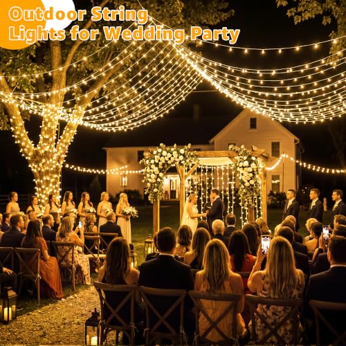 Guhope Christmas String Lights 600LED 98FT, Waterproof String Lights with Remote and Timer, 8 Modes Dimmable Christmas Lights for Indoor Outdoor Wedding Party Holiday Decorations (Warm White) - color: Warm White, size: 600 LED