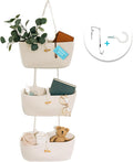 OrganiHaus White 3-Tier Wall Hanging Baskets for Organizing, Hanging Storage Basket, Over the Door Basket Organizer, Wall Mounted Basket for Nursery Organization, Hanging Baskets for Nursery Decor