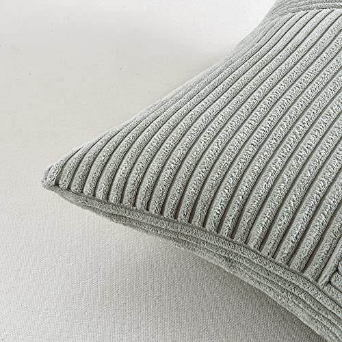 Fancy Homi 2 Packs Grey Samll Decorative Throw Pillow Covers 12x12 Inch with for Living Room Couch Bed, Rustic Farmhouse Boho Home Decor, Soft Corss Patchwork Corduroy Square Cushion Case 30x30 cm - color: Gray, size: 12" x 12" (Pack of 2)