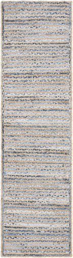 SAFAVIEH Cape Cod Collection 2'3" x 12' Natural/Blue CAP250A Handmade Flatweave Jute Entryway Foyer Living Room Kitchen Runner Rug