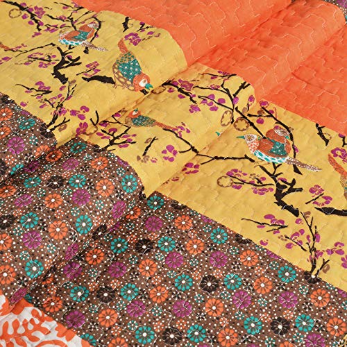 Lush Decor Royal Empire Reversible Cotton Throw Blanket, 50" W x 60" L, Tangerine - Throw Blankets for Bed - Couch Blanket - Boho Throw Blanket for Couch - color: Tangerine