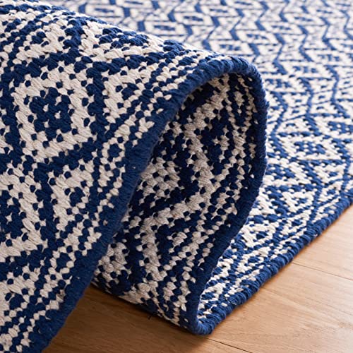 SAFAVIEH Montauk Collection Accent Rug - 2'3" x 3'9", Ivory & Navy, Handmade Cotton, Ideal for High Traffic Areas in Entryway, Living Room, Bedroom (MTK716H) - color: Ivory/Navy, size: 2'3" x 3'9" (Rectangular)