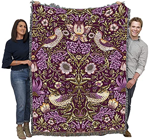 Pure Country Weavers William Morris Strawberry Thief Plum Blanket - Arts & Crafts - Gift Tapestry Throw Woven from Cotton - Made in the USA (72x54) - color: Plum, size: Large