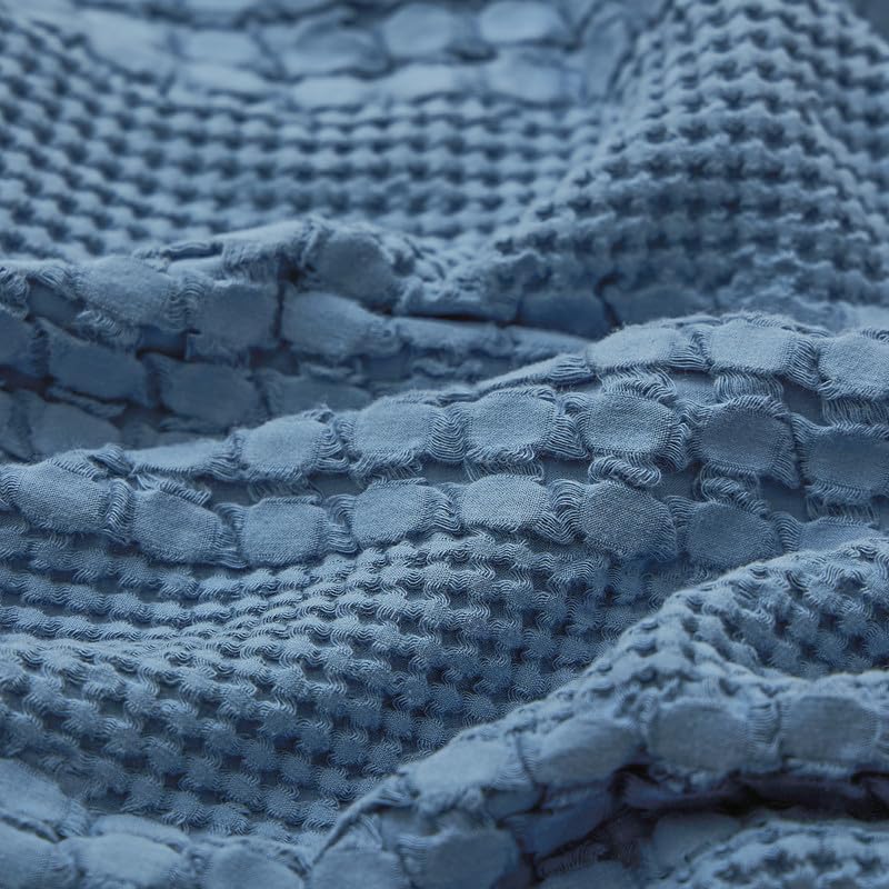 PHF 100% Cotton Waffle Pillow Shams Standard Size, 2 Pack 20" x 26" Soft Skin-Friendly Pillowcases, No Filling, Aesthetic Woven and Breathable Waffle Weave Pillow Case Covers for Bed, Denim Blue - color: Denim Blue, size: 26" x 20" (Pack of 2)