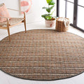 SAFAVIEH Natural Fiber Collection 7' Round Olive/Natural NFB656X Handmade Boho Stripe Farmhouse Rustic Jute & Cotton Jute Area Rug - color: Olive/Natural, size: 7' (Round)