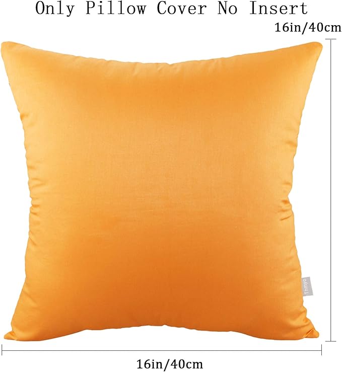 4-Pack 100% Cotton Comfortable Solid Decorative Throw Pillow Case Square Cushion Cover Pillowcase Sublimation Blank Pillow Cover Halloween DIY Fall Throw Pillowcase(16x16inch/40x40cm,Pumpkin Orange)