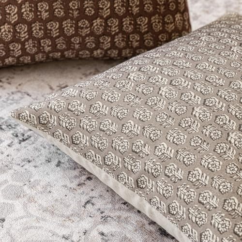 Foindtower Set of 2 Decorative Vintage Floral Print Throw Pillow Covers Neutral Modern Farmhouse Cushion Covers Boho Home Decor for Sofa Chair Couch Bedroom Living Room,18×18 Inch,Tan Taupe - color: Iced Coffee, size: 18" x 18" (Pack of 2)