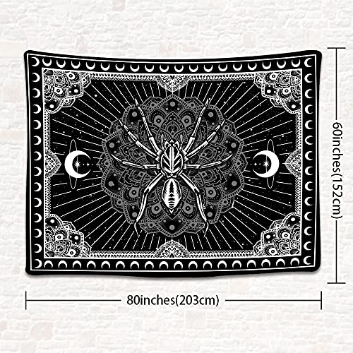 UHOMETAP Mandala Spider Wall Art - Bohemian Tapestry With Starry Sky and Moon Pattern for Living Room, Bedroom, Office - 80x60 Inches