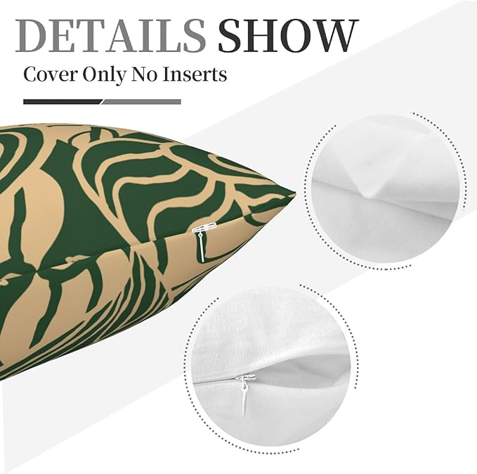 Tropical Green Plant Throw Pillow Covers 18x18 Inch Set of 2 Summer Sage Green Palm Leaves Decorative Pillow Cases Farmhouse Cushion Covers for Couch Sofa Bed Living Room Spring Home Decor