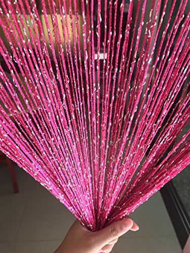 1x2 M Door String Curtain Rare Flat Thread Fringe Panel Room Divider Cute Strip Tassel for Wedding Coffee House Restaurant Parts - color: Rose Red