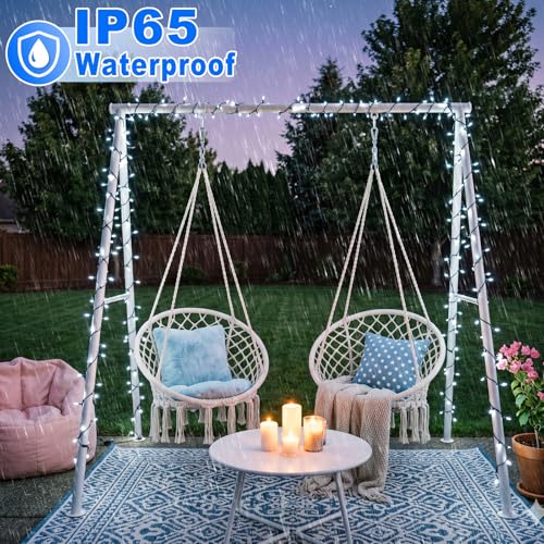 White Christmas Lights Outdoor, 66FT 200 LED String Lights for Outside Waterproof with 8 Modes, Plug in Connectable Christmas Tree Lights Indoor House Patio Garden Party Wedding Decorations - color: White, size: 66FT 200 LED