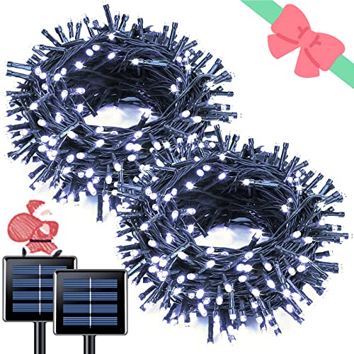 JMEXSUSS 2 Pack Solar String Lights Outdoor Waterproof, Total 66 FT 200 LED Solar Christmas Lights Outdoor, Twinkle Light for Christmas Tree Outside Garden Yard Xmas Decor, White - color: White, size: 100LED*2