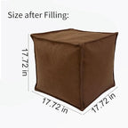 Louis Donné Storage-Friendly Unstuffed Pouf Ottoman Cover Microfiber Foot Rest for Living Room, Bedroom, Coffee Nook, Soft Durable Square Bean Bag Cushion Replacement (Brown, Only Cover)