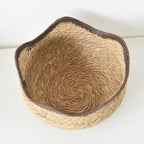 Wave Woven Planter Basket for Indoor Plants - Compact Multi-Use Storage Basket for Flowers, Farmhouse Home Decor - Fits Fresh/Artificial Plants(L)
