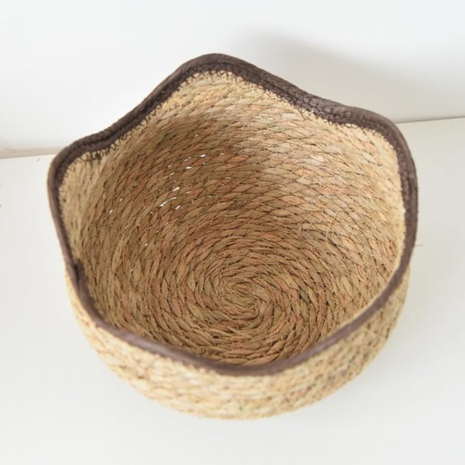 Wave Woven Planter Basket for Indoor Plants - Compact Multi-Use Storage Basket for Flowers, Farmhouse Home Decor - Fits Fresh/Artificial Plants(L)